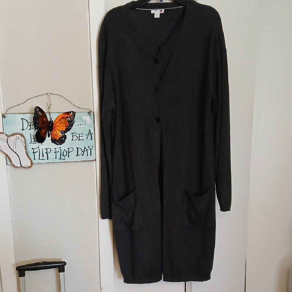 J. Jill Dark Gray Knit Sweater With Pockets